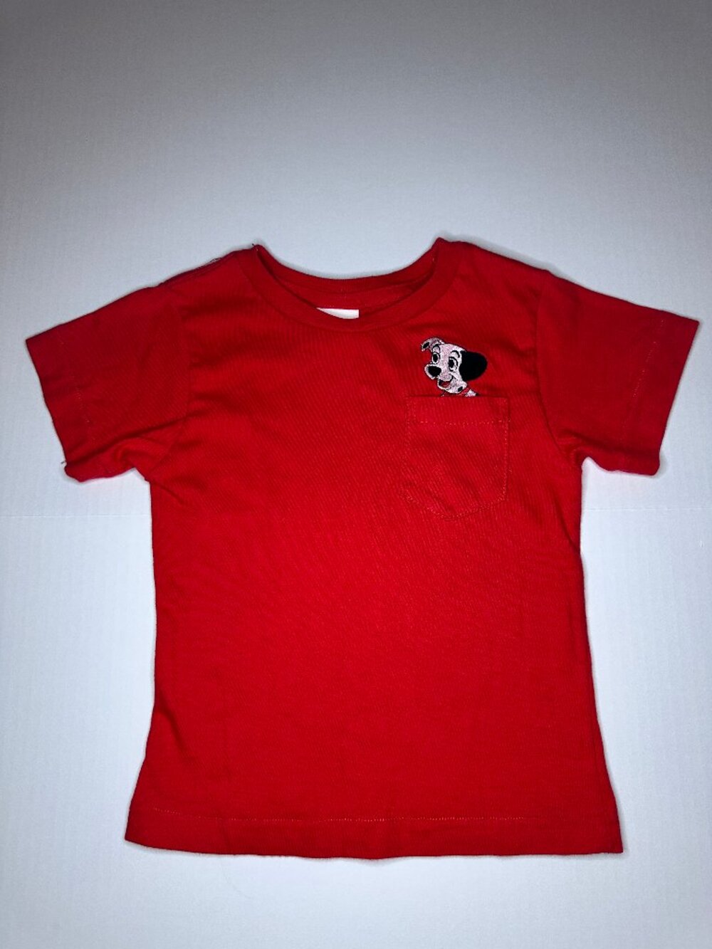 VTG 90s Disney Store 101 Dalmatian Embroidered Cartoon Pocket T-Shirt Sz 5 red